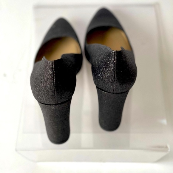 Vince Camuto Black Glitter Pumps Heels Block Heels Pointed Toe, Sz 8M - Picture 4 of 14